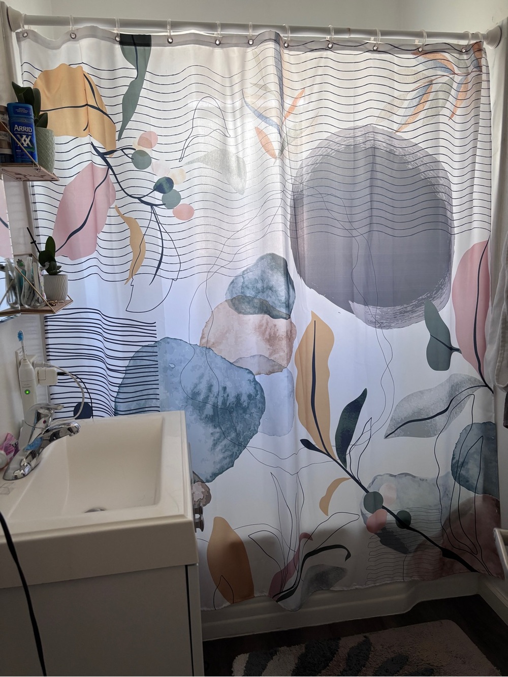 Abstract Botanical Shower Curtain in Multi-Color and NEW Shower liner